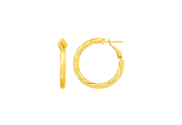 14K YELLOW GOLD PETITE TWISTED ROUND HOOP EARRINGS (3x15MM) - PIERGIORGIO CERRONI