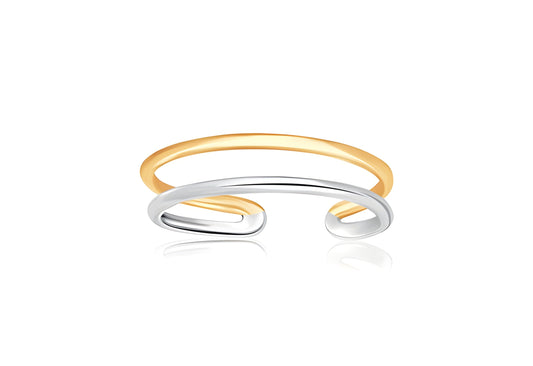 OPEN TUBE DESIGN TOE RING IN 14K TWO-TONE GOLD