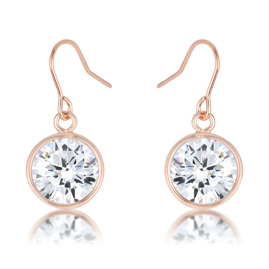 5.5 CT ROSE GOLD CZ DROP EARRINGS - PIERGIORGIO CERRONI