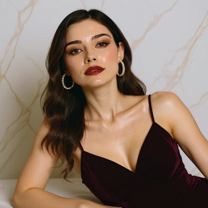 18K GOLD ETERNITY HOOP EARRINGS