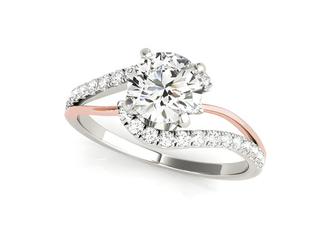 14K WHITE AND ROSE GOLD ROUND BYPASS SPLIT SHANK DIAMOND ENGAGEMENT RING (1 1/3 CTTW)