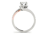 14K WHITE AND ROSE GOLD ROUND BYPASS SPLIT SHANK DIAMOND ENGAGEMENT RING (1 1/3 CTTW)