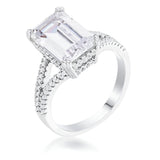 6.75 CT RHODIUM EMERALD CUT WISHBONE RING - PIERGIORGIO CERRONI