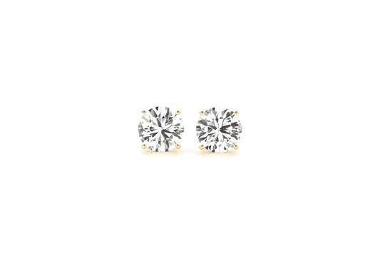 2 CTTW CERTIFIED IGI LAB GROWN ROUND DIAMOND STUD EARRINGS 14K YELLOW GOLD (G/VS2)