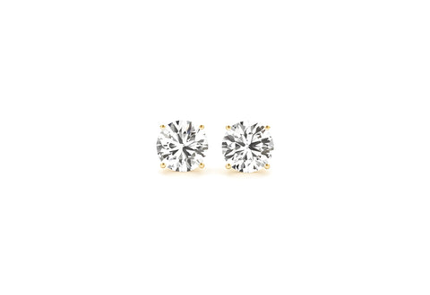 2 CTTW CERTIFIED IGI LAB GROWN ROUND DIAMOND STUD EARRINGS 14K YELLOW GOLD (G/VS2)