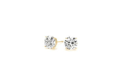 2 CTTW CERTIFIED IGI LAB GROWN ROUND DIAMOND STUD EARRINGS 14K YELLOW GOLD (G/VS2)