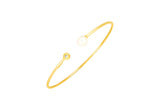 14K YELLOW GOLD CUFF BANGLE WITH PEARL AND DIAMOND (3.00 MM)