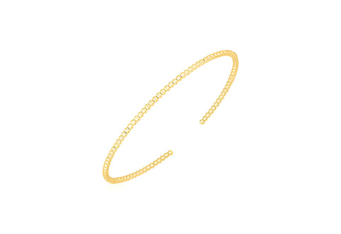 14K YELLOW GOLD HIGH POLISH BEAD CUFF BANGLE (2.00 MM)