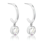 7MM CZ RHODIUM DROP HOOPLET EARRINGS - PIERGIORGIO CERRONI