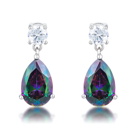 9.9 CT RHODIUM MYSTIC IRIDESCENT TEARDROP EARRINGS - PIERGIORGIO CERRONI