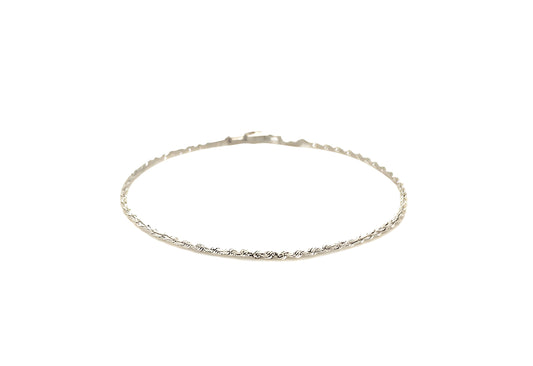 SOLID DIAMOND CUT ROPE BRACELET IN 14K WHITE GOLD (1.60 MM)
