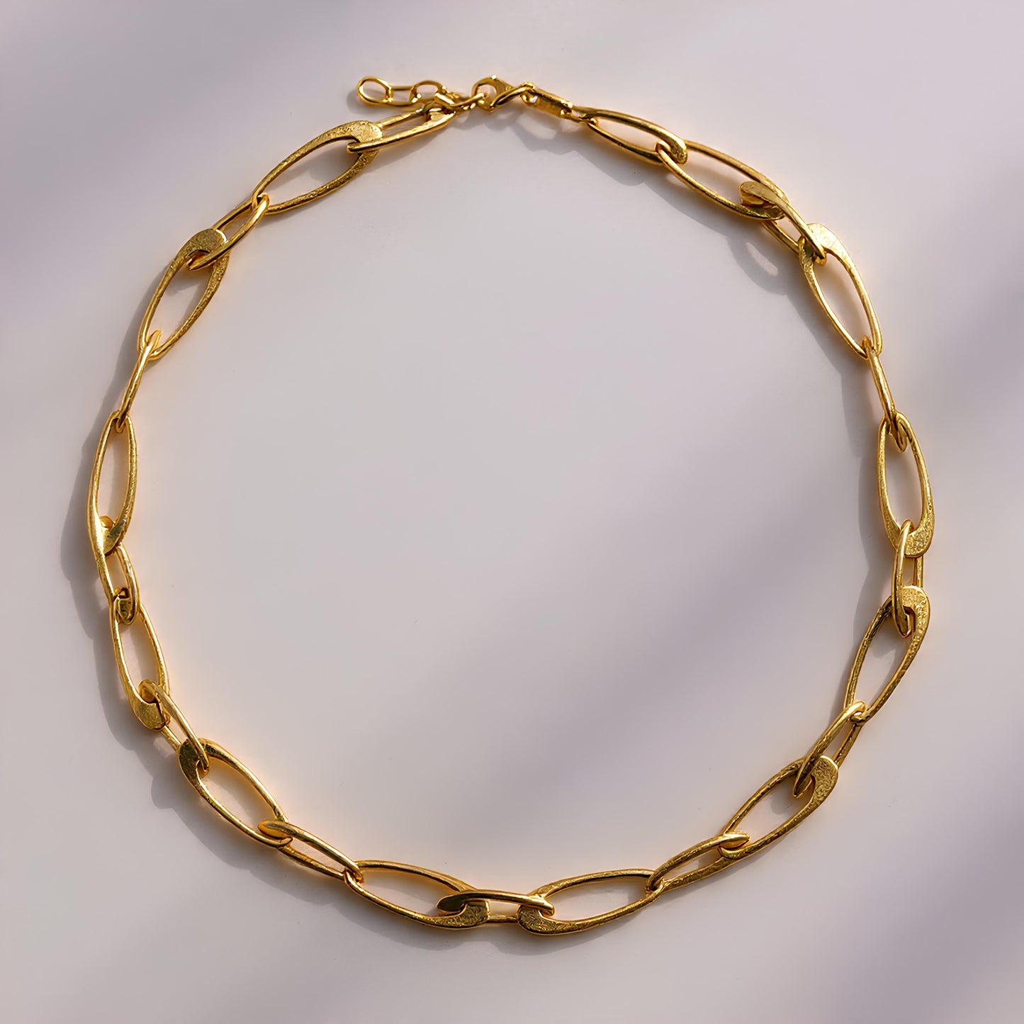 YELLOW GOLD ITALIAN OVAL LINKS NECKLACE