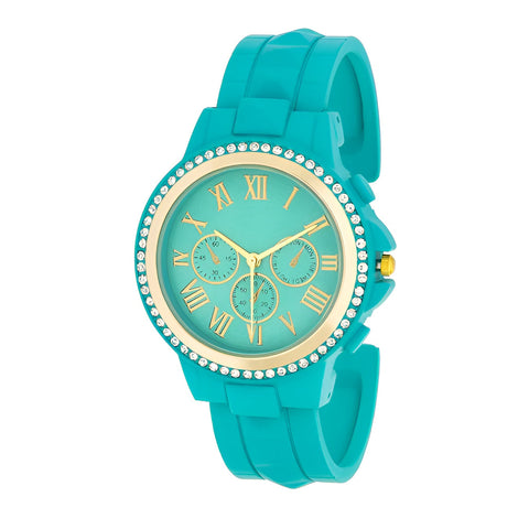 AVA GOLD TURQUOISE WATCH WITH CRYSTALS
