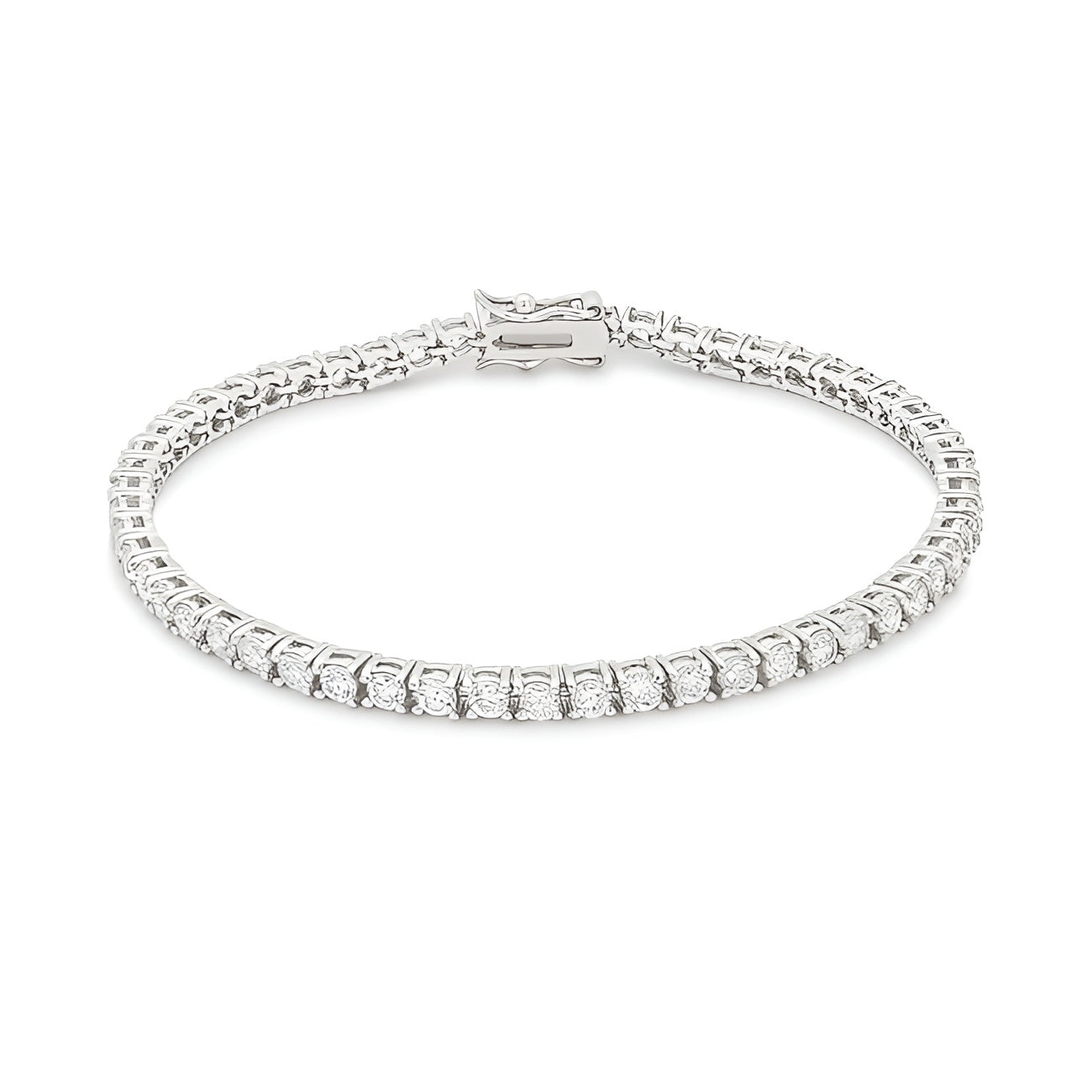 SILVERTONE FINISH VICTORIAN CUBIC ZIRCONIA TENNIS 8 INCH BRACELET - PIERGIORGIO CERRONI