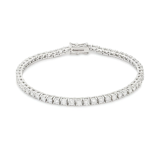SILVERTONE FINISH VICTORIAN CUBIC ZIRCONIA TENNIS 8 INCH BRACELET - PIERGIORGIO CERRONI