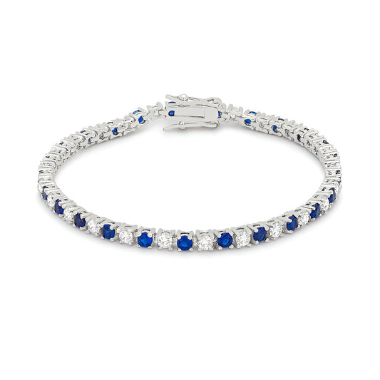 SAPPHIRE BLUE CUBIC ZIRCONIA TENNIS BRACELET - PIERGIORGIO CERRONI