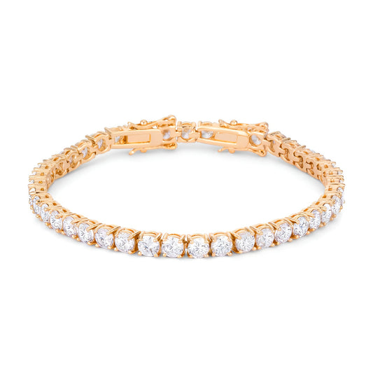 17.6 CT GOLD TENNIS BRACELET WITH SHIMMERING ROUND CZ