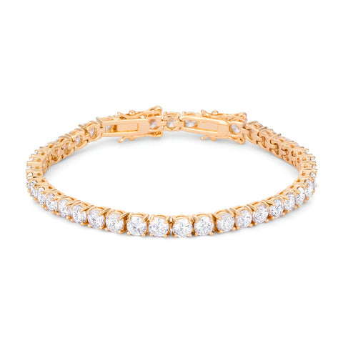 17.6 CT GOLD TENNIS BRACELET WITH SHIMMERING ROUND CZ