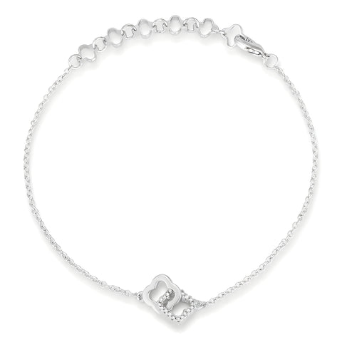 0.1 CT RHODIUM BRACELET WITH INTERLOCKING FLORAL LINKS - PIERGIORGIO CERRONI