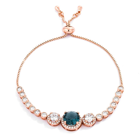 ADJUSTABLE ROSE GOLD GRADUATED CZ BOLO STYLE TENNIS BRACELET - PIERGIORGIO CERRONI