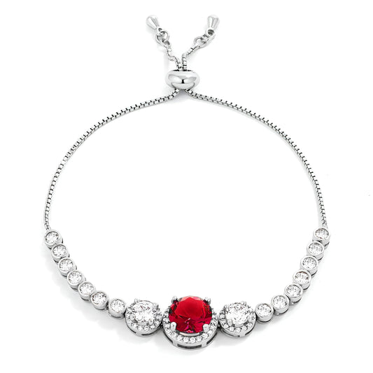 RUBY RED AND CLEAR GRADUATED CZ BOLO STYLE TENNIS BRACELET