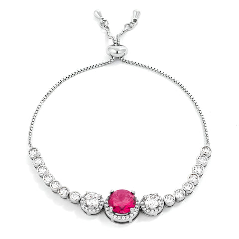 ADJUSTABLE GRADUATE FUCSHIA & CLEAR CZ BOLO STYLE TENNIS BRACELET