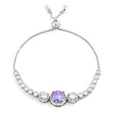 GRADUATED LAVENDER & CLEAR CZ BOLO STYLE TENNIS BRACELET