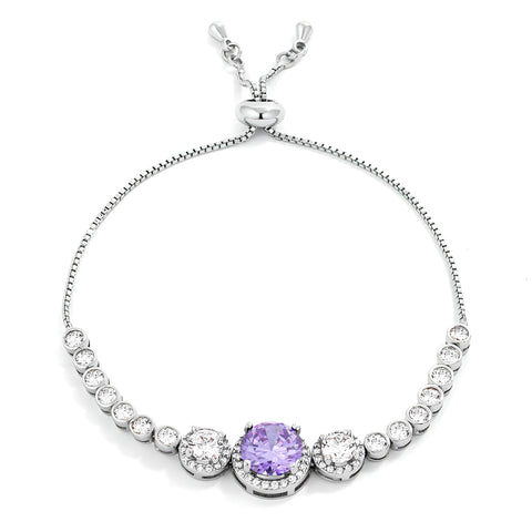 GRADUATED LAVENDER & CLEAR CZ BOLO STYLE TENNIS BRACELET