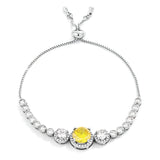 ADJUSTABLE RHODIUM GRADUATED YELLOW CZ BOLO STYLE TENNIS BRACELET