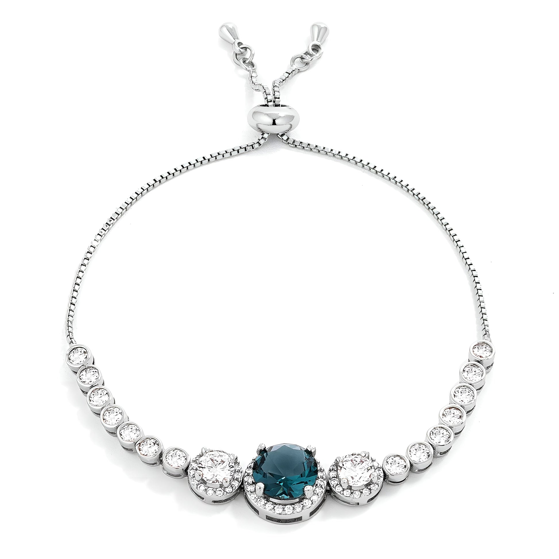 ADJUSTABLE RHODIUM GRADUATED CZ BOLO STYLE TENNIS BRACELET - PIERGIORGIO CERRONI