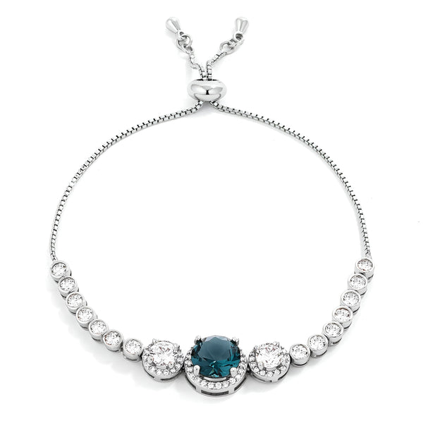 ADJUSTABLE RHODIUM GRADUATED CZ BOLO STYLE TENNIS BRACELET - PIERGIORGIO CERRONI