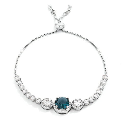 ADJUSTABLE RHODIUM GRADUATED CZ BOLO STYLE TENNIS BRACELET - PIERGIORGIO CERRONI