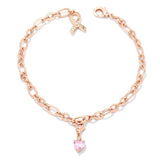 ROSE GOLD BREAST CANCER AWARENESS RIBBON AND HEART CHARM BRACELET - PIERGIORGIO CERRONI