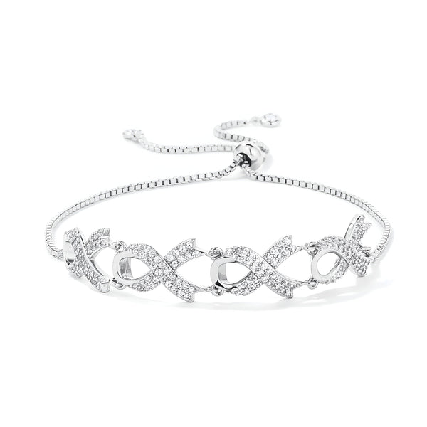 RHODIUM PAVE CZ RIBBON BRACELET