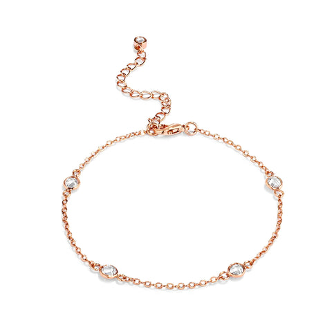 1 CT ROSE GOLD CLEAR CZ ROUND BEZEL SATURN BRACELET