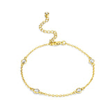 1 CT GOLD CLEAR CZ ROUND BEZEL SATURN BRACELET