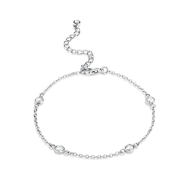 1 CT RHODIUM CLEAR CZ ROUND BEZEL SATURN BRACELET