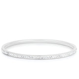 RHODIUM FINISH CRYSTAL BANGLE BRACELET