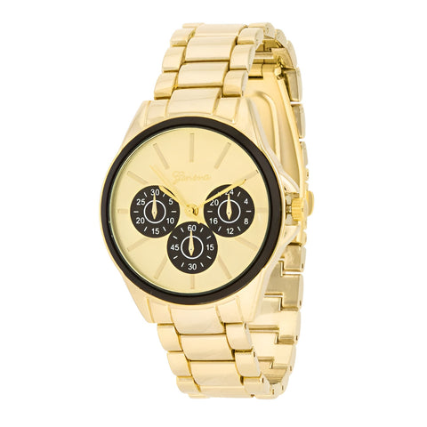 CHRONO GOLD METAL WATCH - BLACK - PIERGIORGIO CERRONI