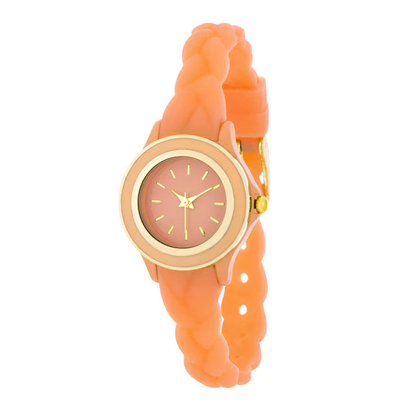 CARMEN BRAIDED LADYLIKE WATCH WITH CORAL RUBBER STRAP - PIERGIORGIO CERRONI