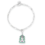 CHRISTMAS TREE 0.35 CT CZ RHODIUM HOLIDAY CHARM BRACELET - PIERGIORGIO CERRONI