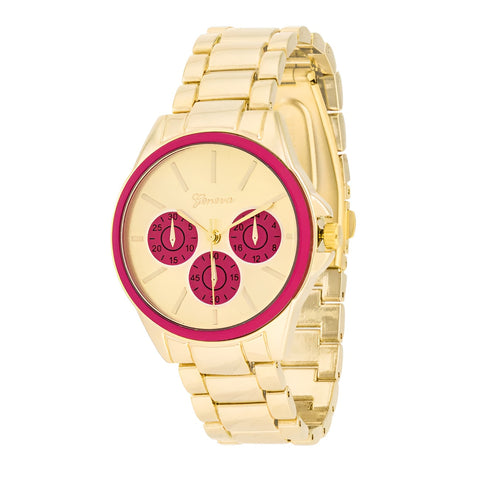 CHRONO GOLD METAL WATCH - RED - PIERGIORGIO CERRONI