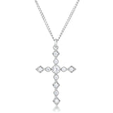 DAINTY ART DECO RHODIUM CLEAR CZ CROSS PENDANT - PIERGIORGIO CERRONI