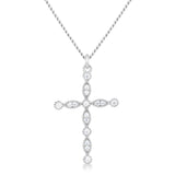 DELICATE VINTAGE RHODIUM CLEAR CZ CROSS PENDANT - PIERGIORGIO CERRONI