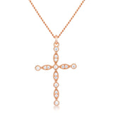 DELICATE VINTAGE ROSE GOLD CLEAR CZ CROSS PENDANT - PIERGIORGIO CERRONI