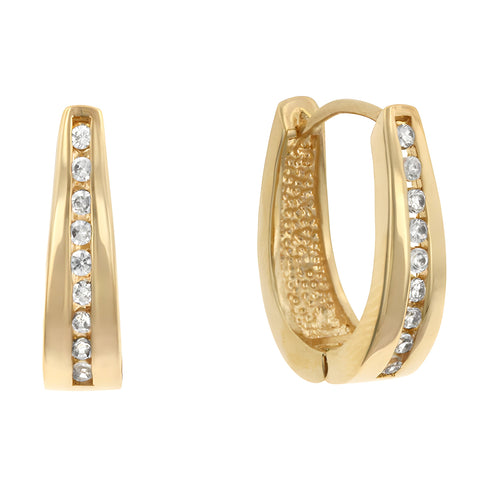 ELEGANT GOLDTONE FINISH CUBIC ZIRCONIA HOOP EARRINGS