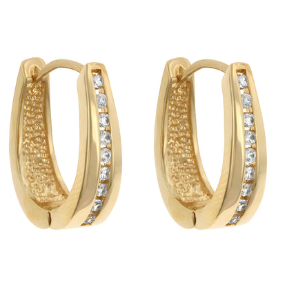 ELEGANT GOLDTONE FINISH CUBIC ZIRCONIA HOOP EARRINGS