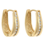 ELEGANT GOLDTONE FINISH CUBIC ZIRCONIA HOOP EARRINGS