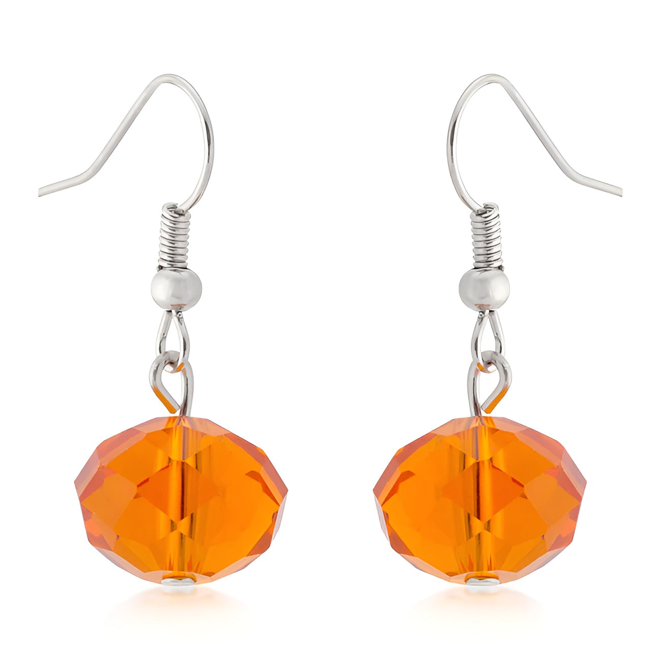 ORANGE FACETED BEAD EARRINGS