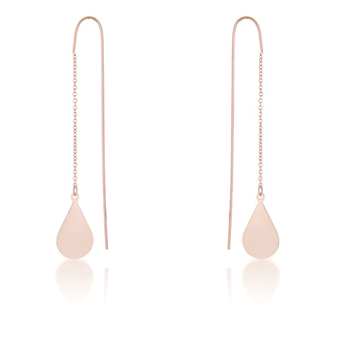 CHLOE ROSE GOLD TEARDROP THREADED DROP EARRINGS